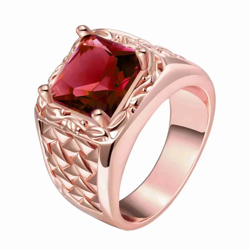 18K Gold Plated Rings Hollow Edge Crystal Package Anel Feminino Elegant 1