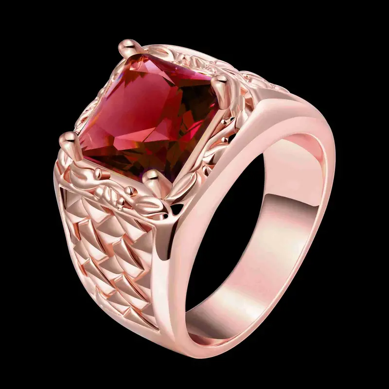 18K Gold Plated Rings Hollow Edge Crystal Package Anel Feminino Elegant 4