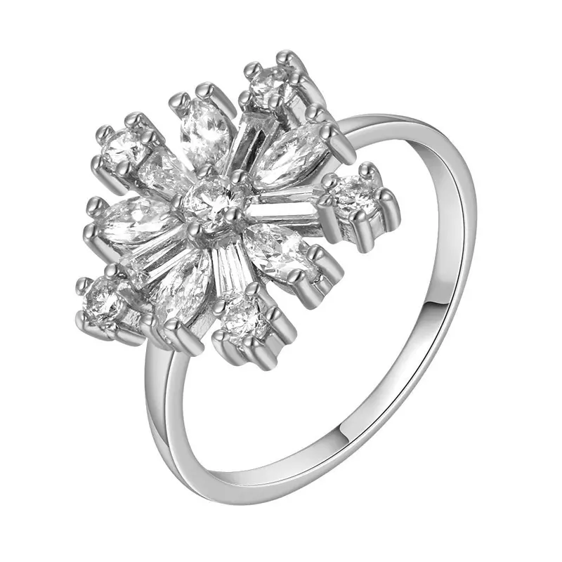 18K Gold Plated Rings Open Flower Platinum Color Ring Men Fine Jewelry224 1