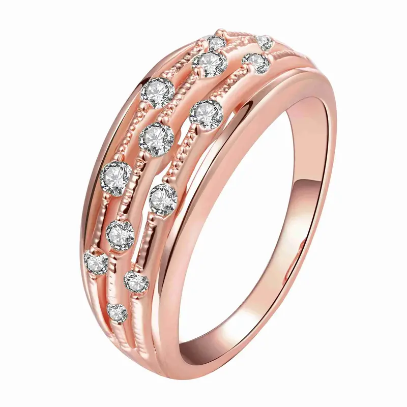 18K Gold Plated Rings Point Like Crystal Anel Elegant 1