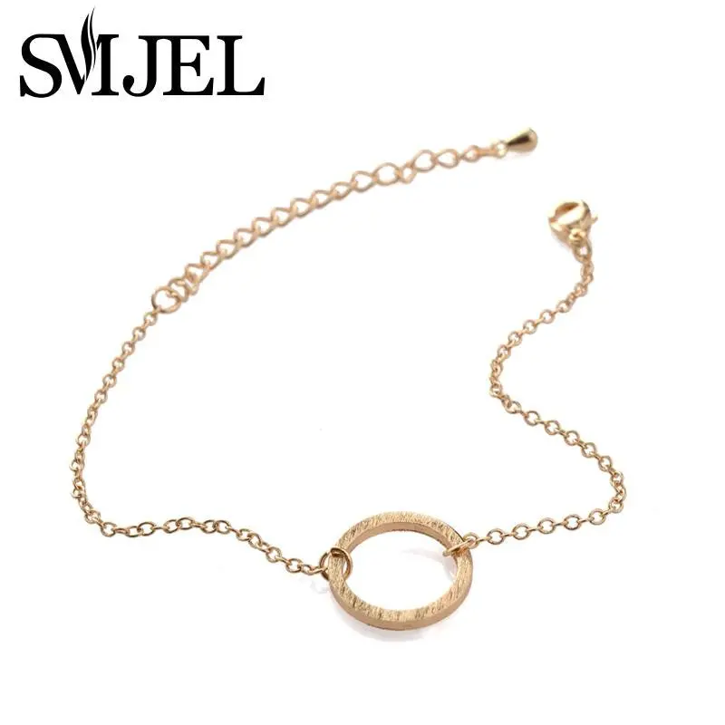 18K Gold Plated Round Bracelets Bangles Open Circle Link Bracelets Couple Jewelry B007 1