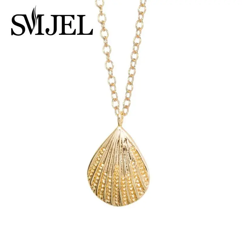 18K Gold Plated Simple Design Sea Shell Pendant Necklaces Jewelry Birthday Gifts N079 1