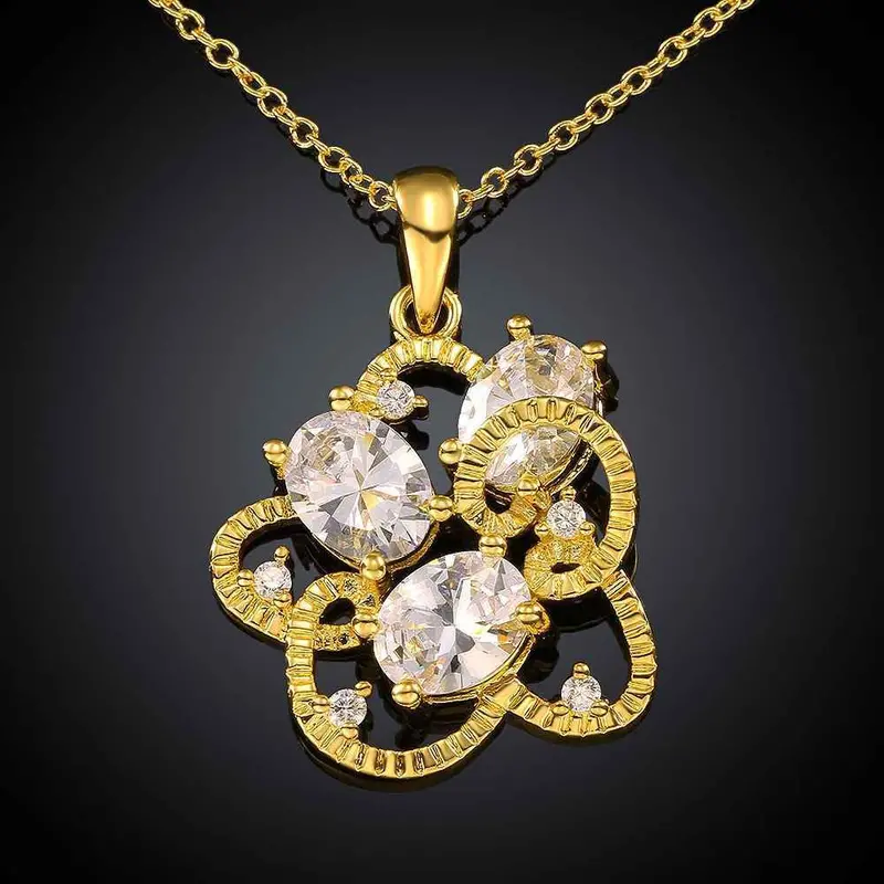18K Gold Plated Statement Necklace Big Folwer Collane Floating Charms217 1