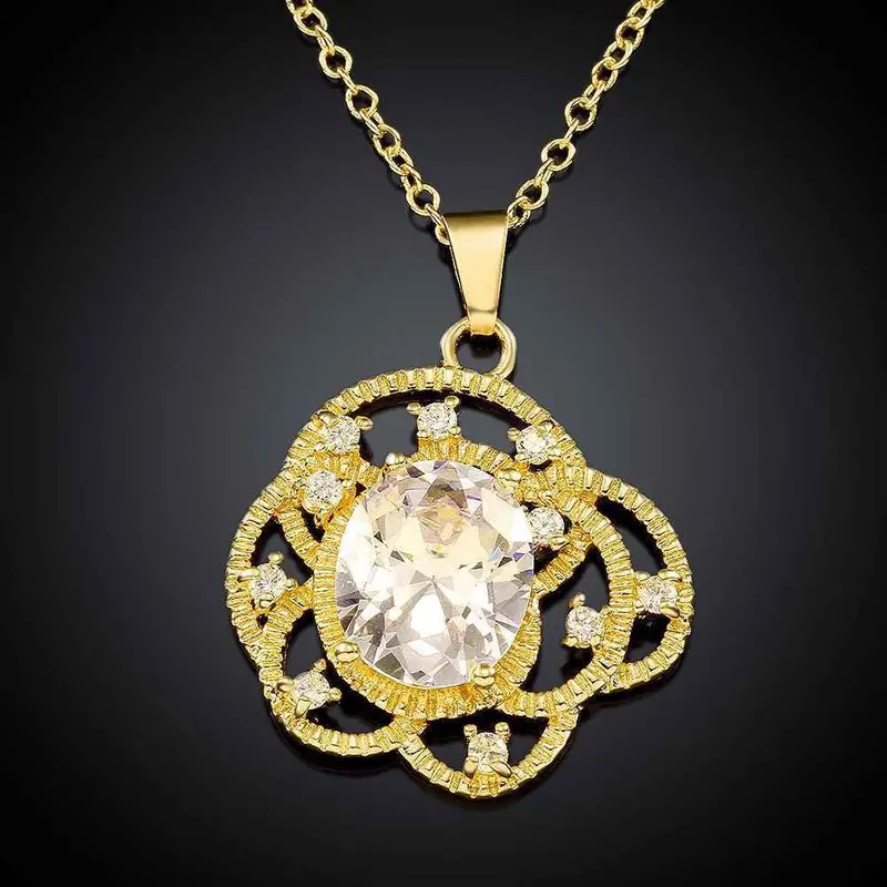 18K Gold Plated Statement Necklace Big Folwer Collane Floating Charms217 4