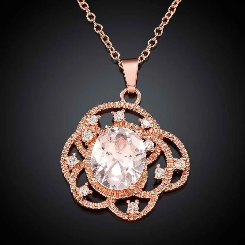 18K Gold Plated Statement Necklace Big Folwer Collane Floating Charms217 5