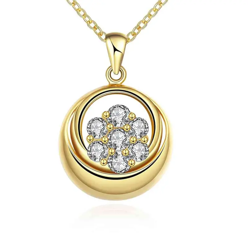 18K Gold Plated Statement Necklace Big Folwer Collane Floating Charms217 7