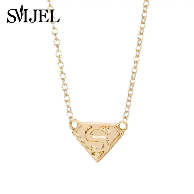 18K Gold Plated Super S Logo Necklacespendants Superman Necklace N031 1