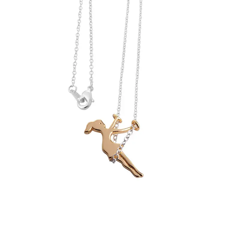 18K Gold Plated Tiny Young Girl Swing Necklace Birthday Gifts 30Pcs-N016 1