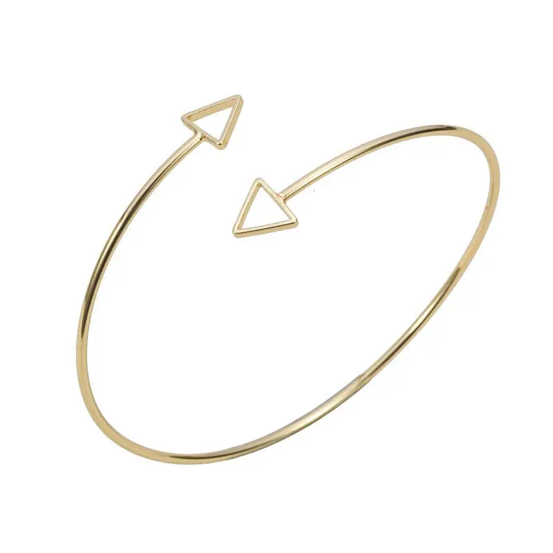 18K Gold Plated Triangle Bangle Bracelets Arrow Bracelet 10Pcs-G018 2