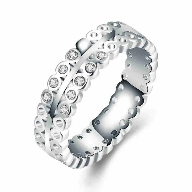 18K Gold Plated Wedding Ring Cellular Inlaid Crystal Anel Masculino 1