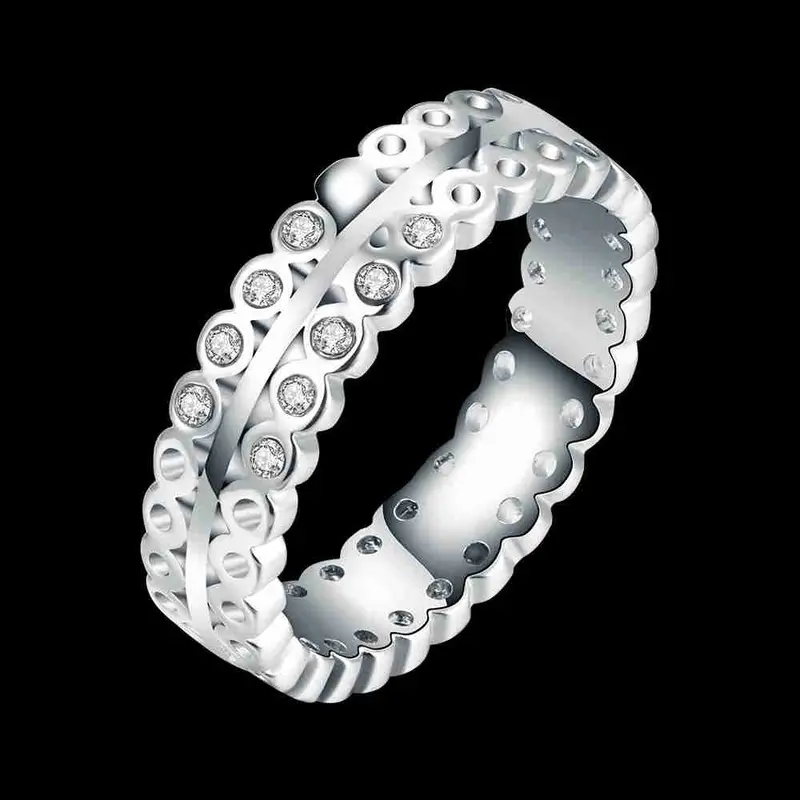 18K Gold Plated Wedding Ring Cellular Inlaid Crystal Anel Masculino 2