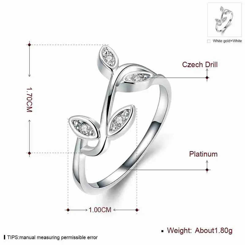 18K Gold Plated Wedding Ring Leaves Sprout Ring Men Sport 3
