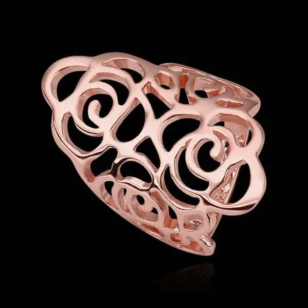 18K Gold Plated Wedding Ring Pink Piercedfingernail Anel Feminino Bone 531 1