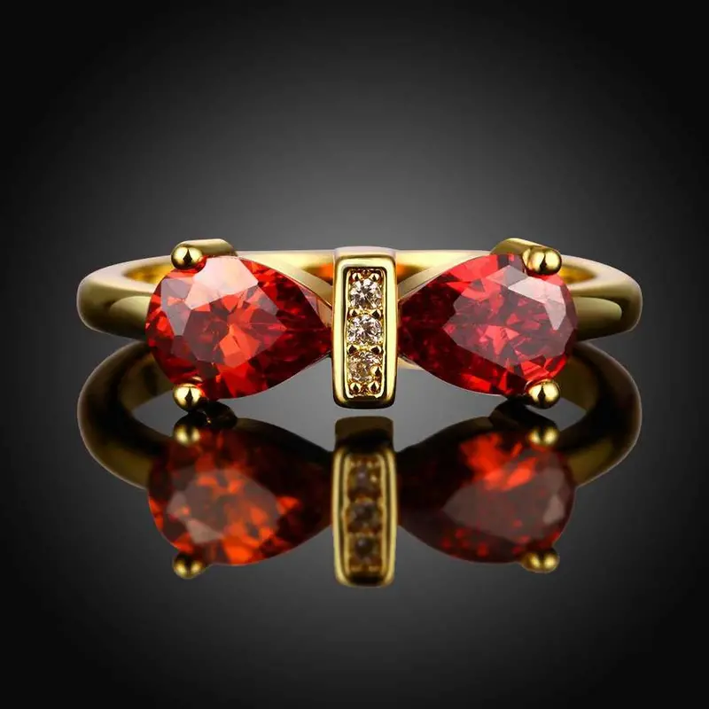 18K Gold Plated Wedding Rings Bow Insets Anillos Collier Plastron179 9