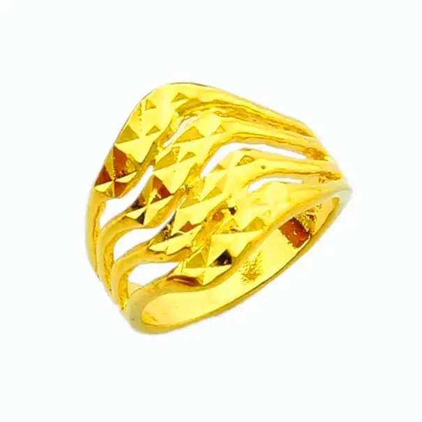 18K Gold Plated Wedding Rings Four Lines Anel Feminino Wedding Jewelry Yhdr  2 1