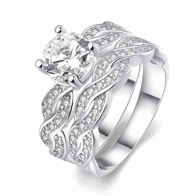 18K Gold Plated Wedding Rings Twisted Inlaid Crystal Anel De Ouro Jewerly Accessories 1