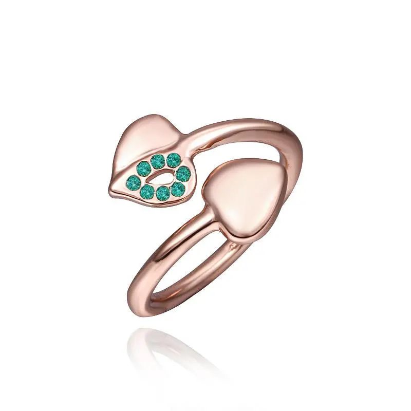 18K Gold Plated Wedding Rings Two Heart Io Anel Floating Charms2 3