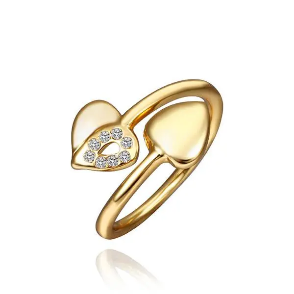 18K Gold Plated Wedding Rings Two Heart Io Anel Floating Charms2 5