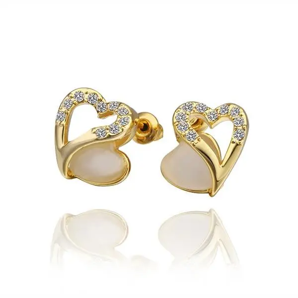 18K Gold Plating Earing Double Core Stud Ear Cuff Bijoux Women 44 2