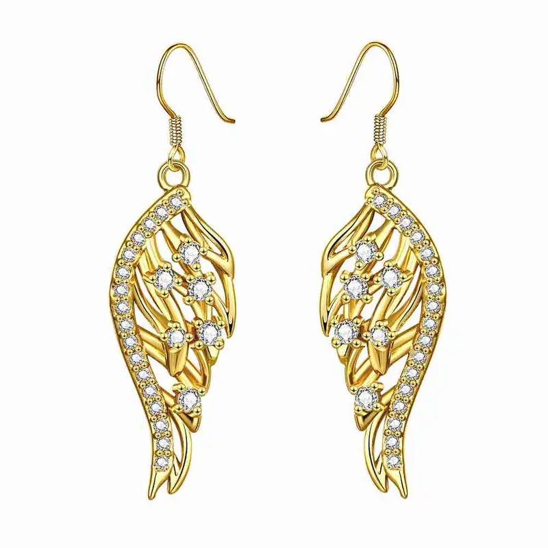 18K Gold Plating Earings Peacock Tail Drop Pendientes Men Jewelry 1