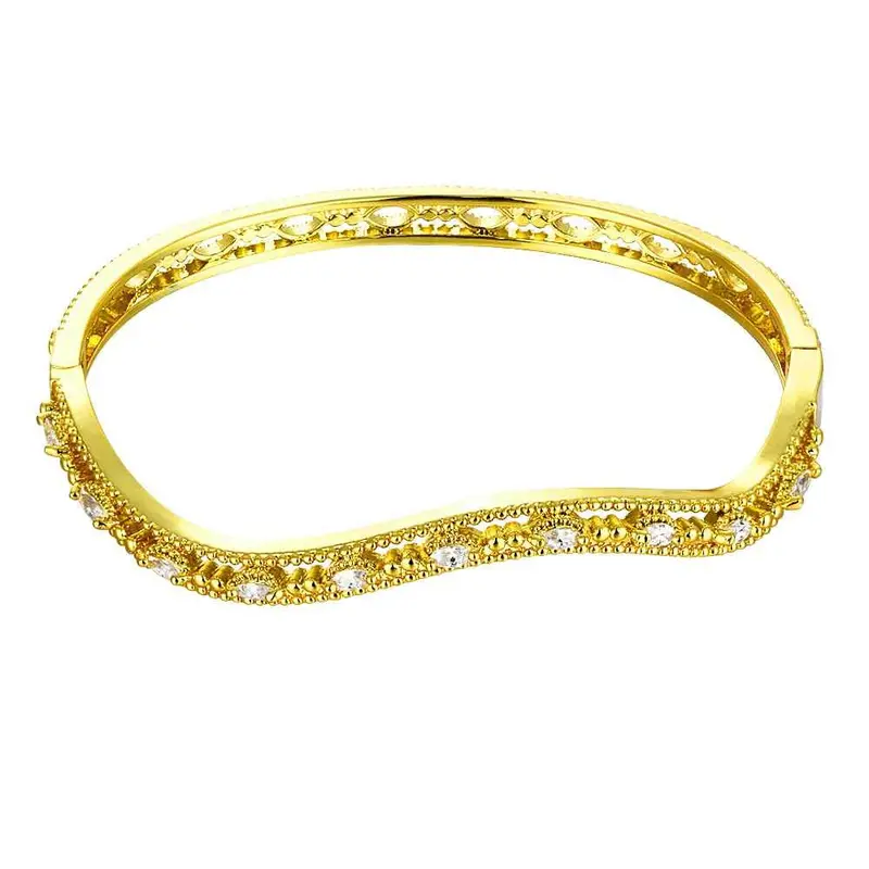 18K Gold Plating Friendship Bangle A Flat Line Women Bracelet Accessories Hbz 12 1