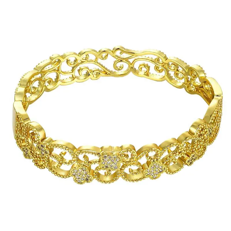 18K Gold Plating Friendship Bangle A Flat Line Women Bracelet Accessories Hbz 12 3