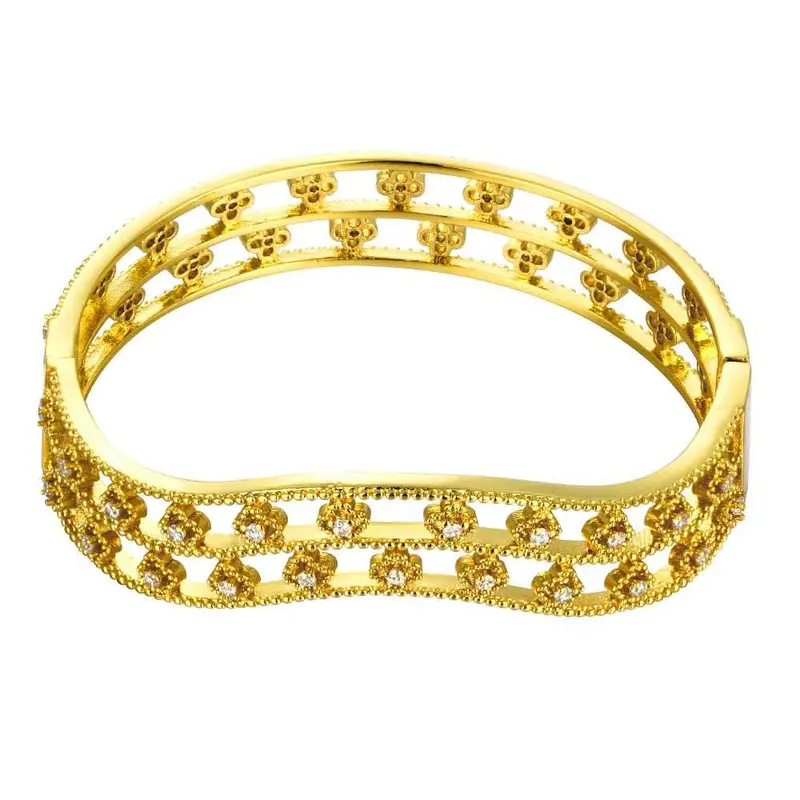18K Gold Plating Friendship Bangle A Flat Line Women Bracelet Accessories Hbz 12 5