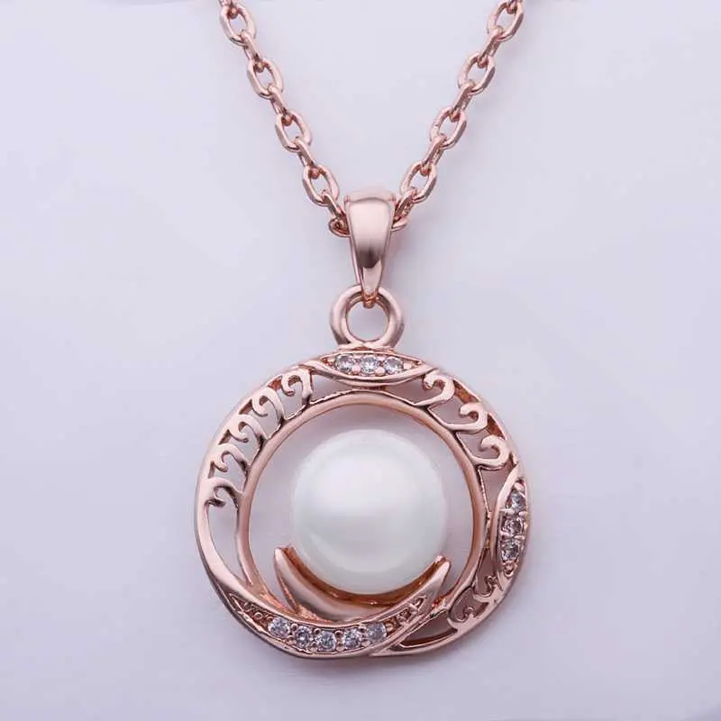 18K Gold Plating Necklace Men Pink Circle Pear Collares Personalized 2