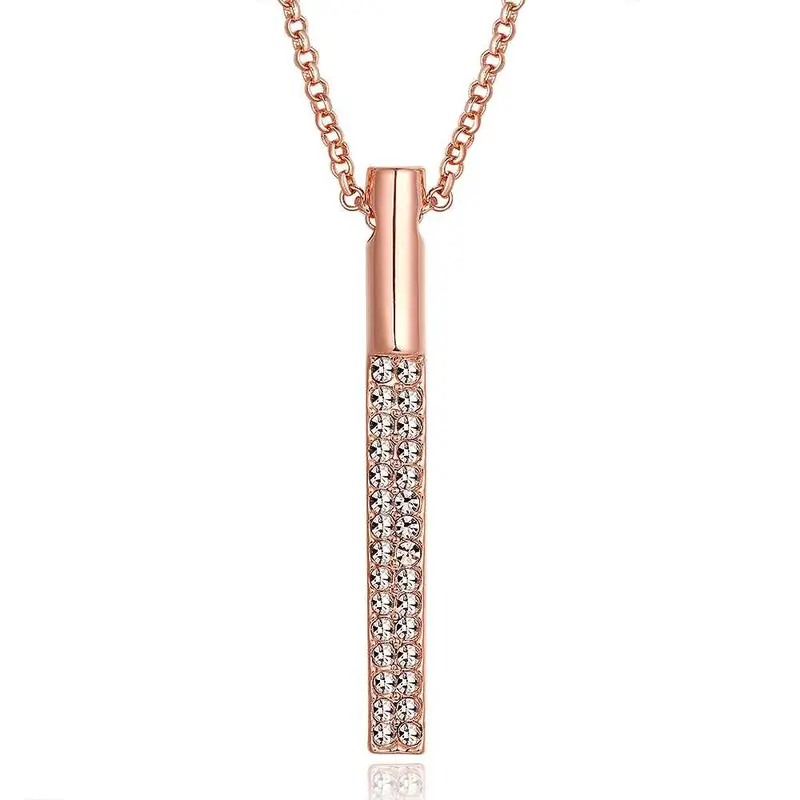 18K Gold Plating Necklace Pencil Rose Golden Bead Necklace Fine Jewelry1 1