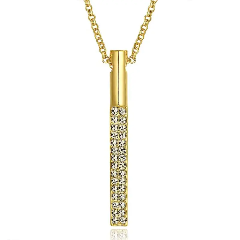 18K Gold Plating Necklace Pencil Rose Golden Bead Necklace Fine Jewelry1 2