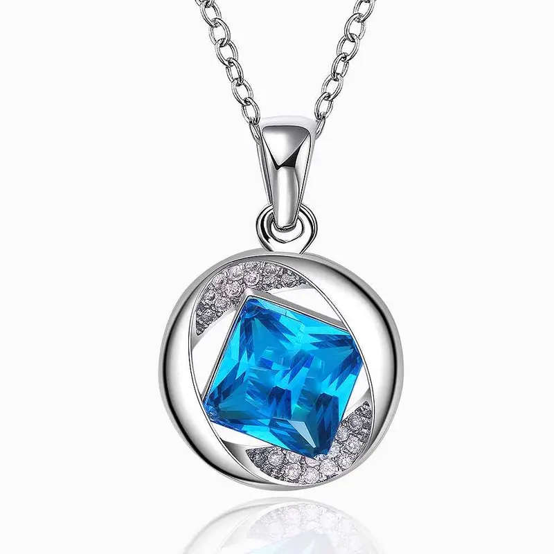 18K Gold Plating Pendant Circle Sapphire Jewelry Tenis Masculino Horloge 1