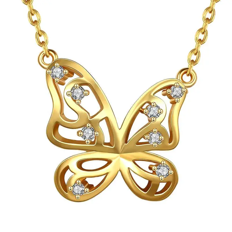 18K Gold Plating Pendant Necklace Butterfly Pendant Corrente De Prata Masculina Charm223 2