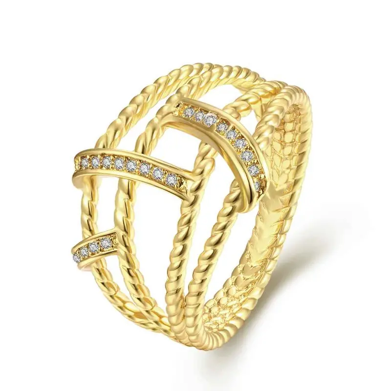 18K Gold Plating Rings For Men Bridging Anillos Jewerly Accessories3 7 9