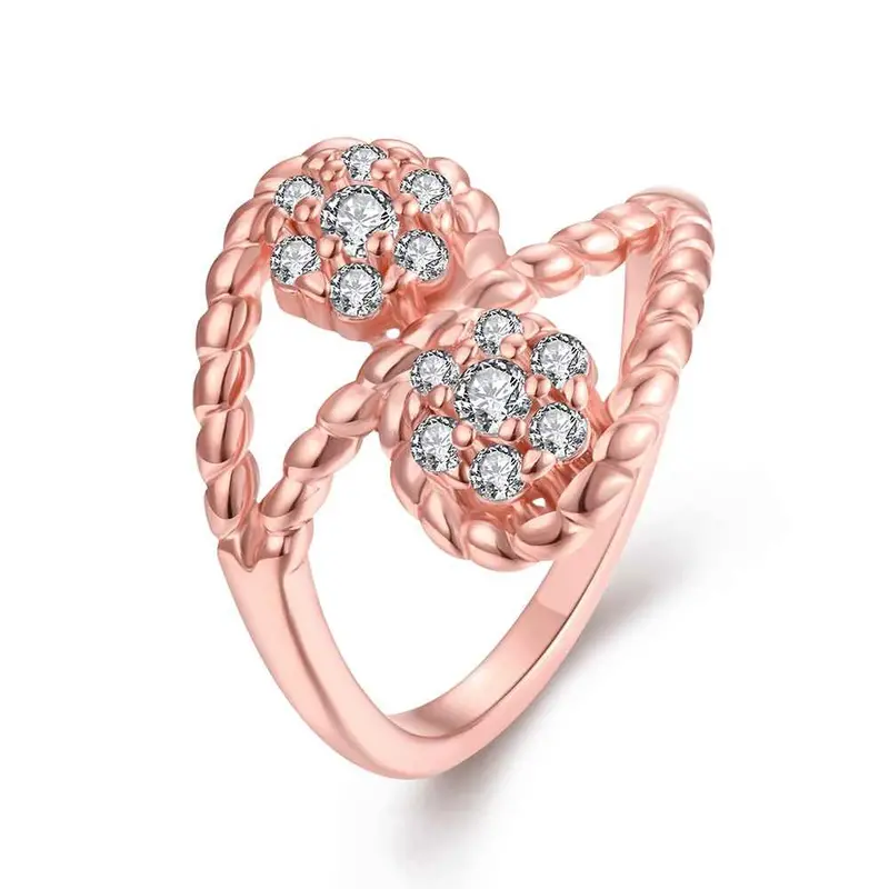18K Gold Plating Rings Inlaid Crystal 8 Aneis Jewelry Display 2