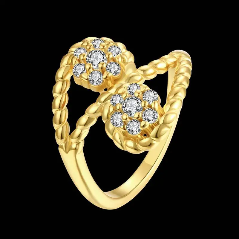 18K Gold Plating Rings Inlaid Crystal 8 Aneis Jewelry Display 5