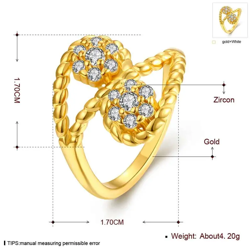 18K Gold Plating Rings Inlaid Crystal 8 Aneis Jewelry Display 6