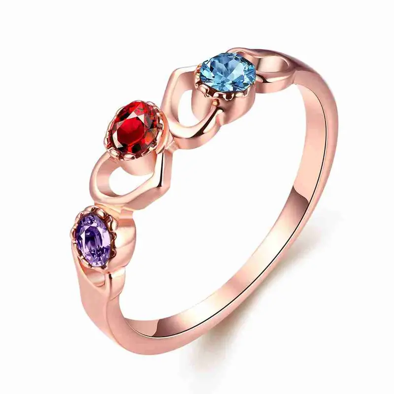 18K Gold Plating Wedding Ring Color Heart-Shaped Bague Joias318 1