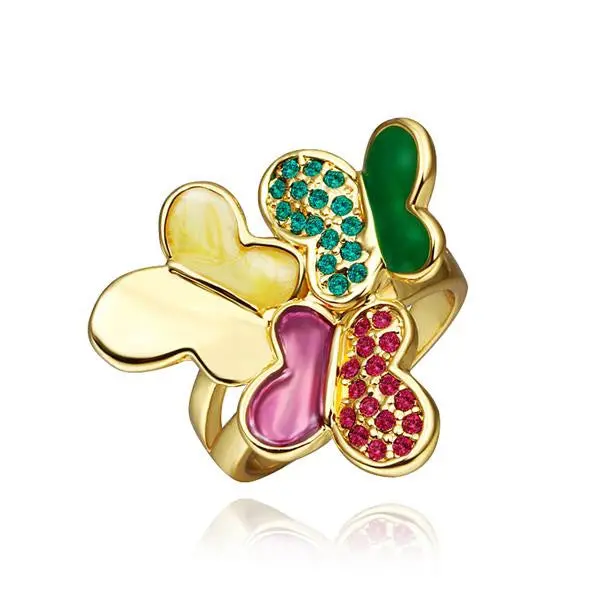 18K Gold Plating Wedding Ring Three Butterfly Ring Men Costume Jewellery217 1