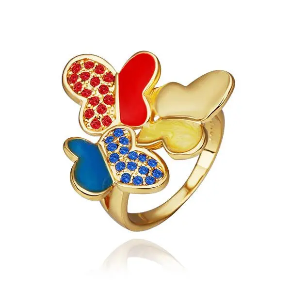 18K Gold Plating Wedding Ring Three Butterfly Ring Men Costume Jewellery217 2