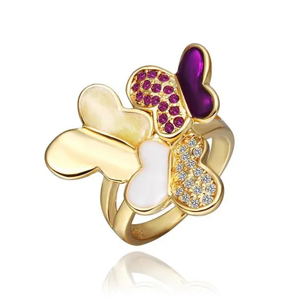 18K Gold Plating Wedding Ring Three Butterfly Ring Men Costume Jewellery217 4