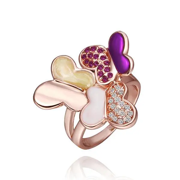 18K Gold Plating Wedding Ring Three Butterfly Ring Men Costume Jewellery217 5