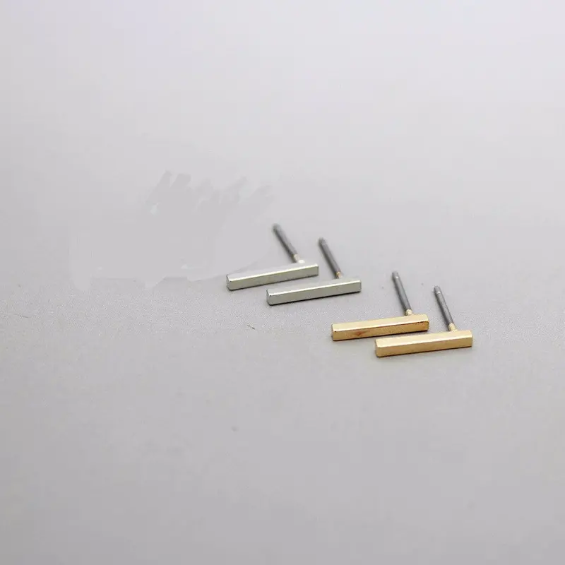 18K Gold Silver Plated Simple Bar Stud Earrings S081 1