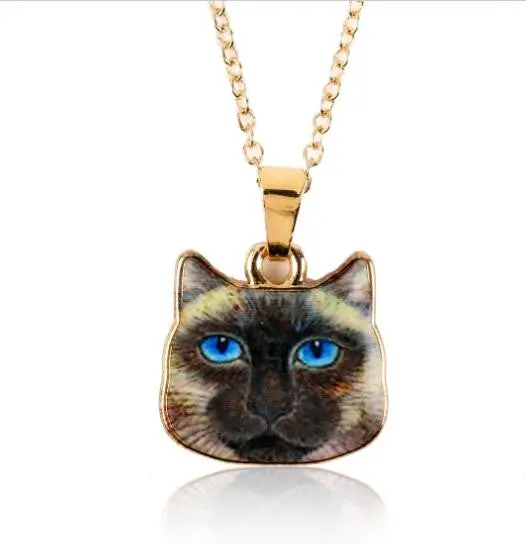 18K Gold Zinc Alloy Colorful Kitty Animal Necklace Lovely Black Cat Necklace Oxl013 1