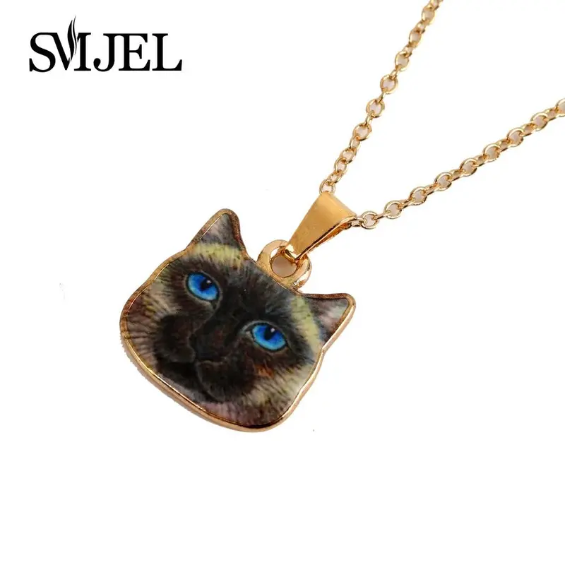 18K Gold Zinc Alloy Colorful Kitty Animal Necklace Lovely Black Cat Necklace Oxl013 2