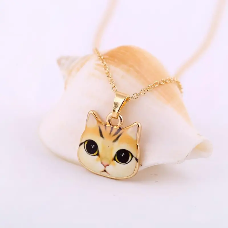 18K Gold Zinc Alloy Colorful Kitty Animal Necklace Lovely Cat Necklace Oxl009 1