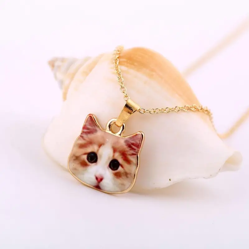 18K Gold Zinc Alloy Colorful Kitty Animal Necklace Lovely Cat Necklace Oxl009 2