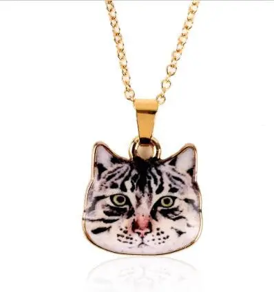 18K Gold Zinc Alloy Colorful Kitty Animal Necklace Lovely White Cat Necklace Oxl014 1
