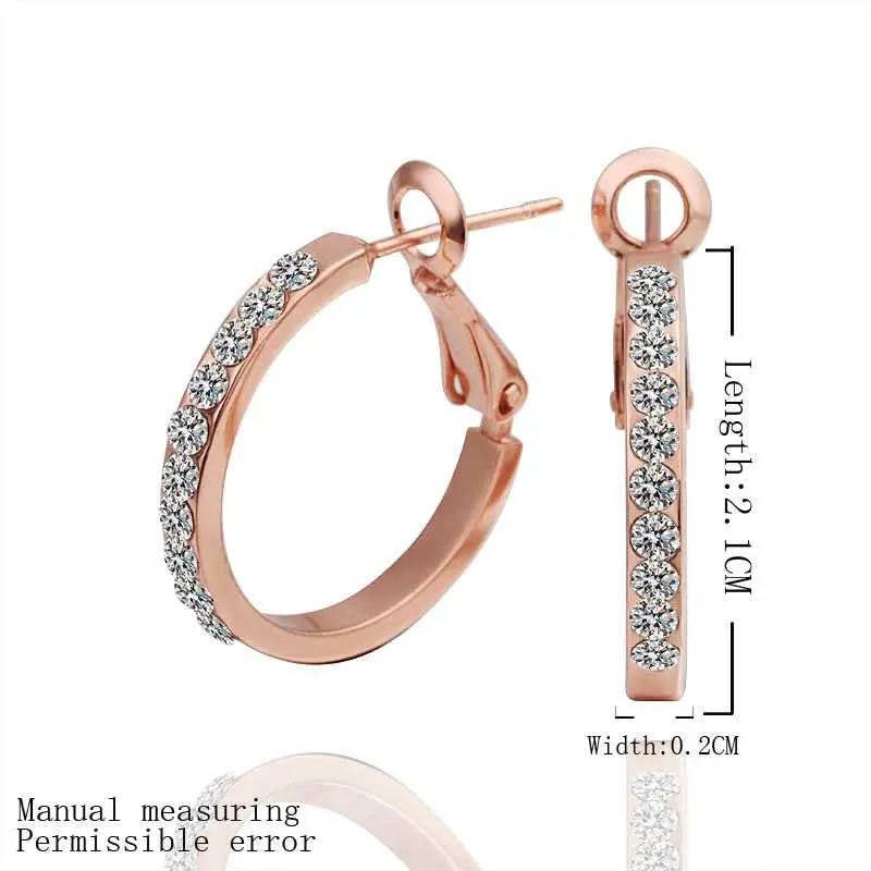 18K Gp Gold Plated Earring Fine Nickel Free Tin Alloy Rhinestone Czech 18K Hoop Jewelry Earring Smtpe389 1