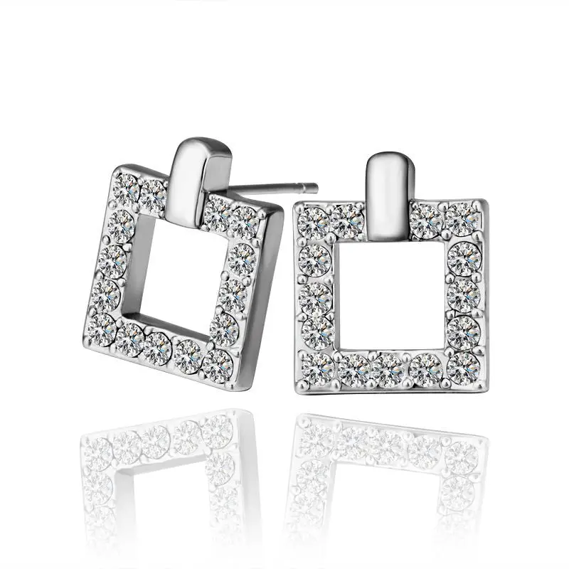18K Gp Gold Plated Jewelry Earring Fine Nickel Free Tin Alloy Rhinestone Crystal Stud Earrings Smtpe351 2