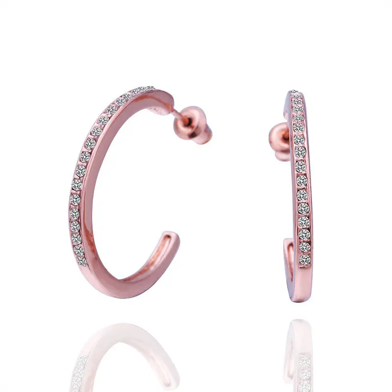 18K Gp Gold Plated Jewelry Earring Fine Nickel Free Tin Alloy Rhinestone Czech Stud Earrings Smtpe378 2